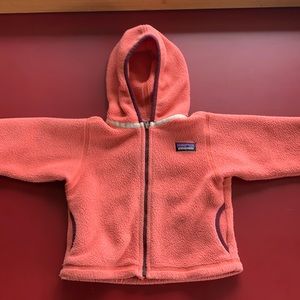 6-12M pink Patagonia fleece with a hood